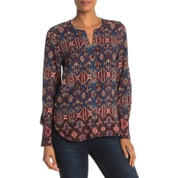 DR2 by Daniel Rainn Women's Multicolored Patterned Button Up Blouse Sz XS - Picture 1 of 5